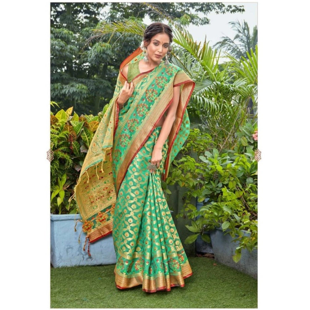 Stunning Organza Printed Saree With Blouse Piece