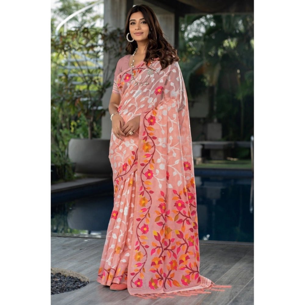 Attractive Cotton Printed Saree With Blouse Piece