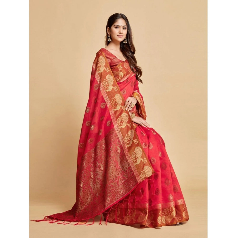 Stunning Organza Printed Saree With Blouse Piece