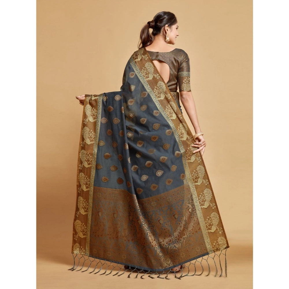 Stunning Organza Printed Saree With Blouse Piece