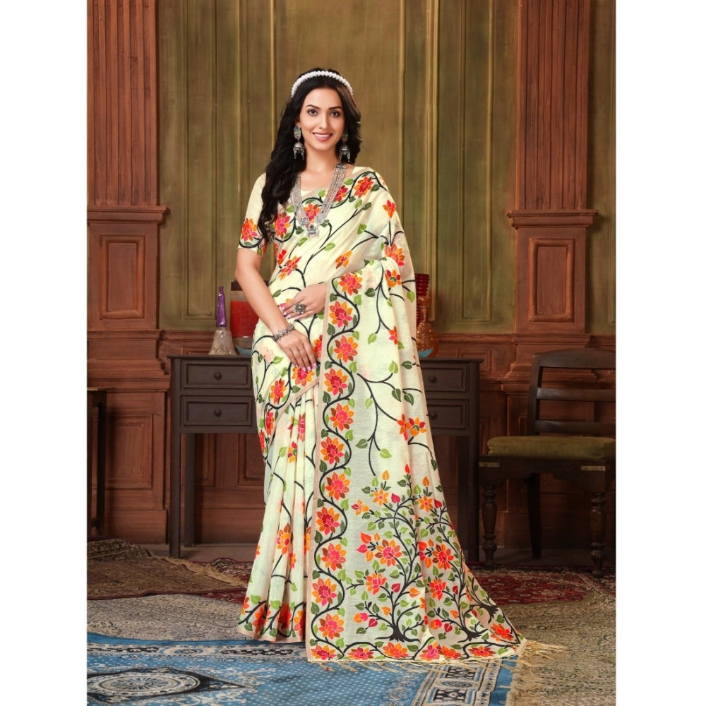 Stunning Organza Printed Saree With Blouse Piece