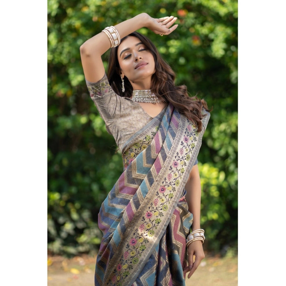 Stunning Organza Printed Saree With Blouse Piece