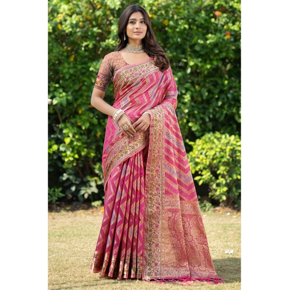 Stunning Organza Printed Saree With Blouse Piece