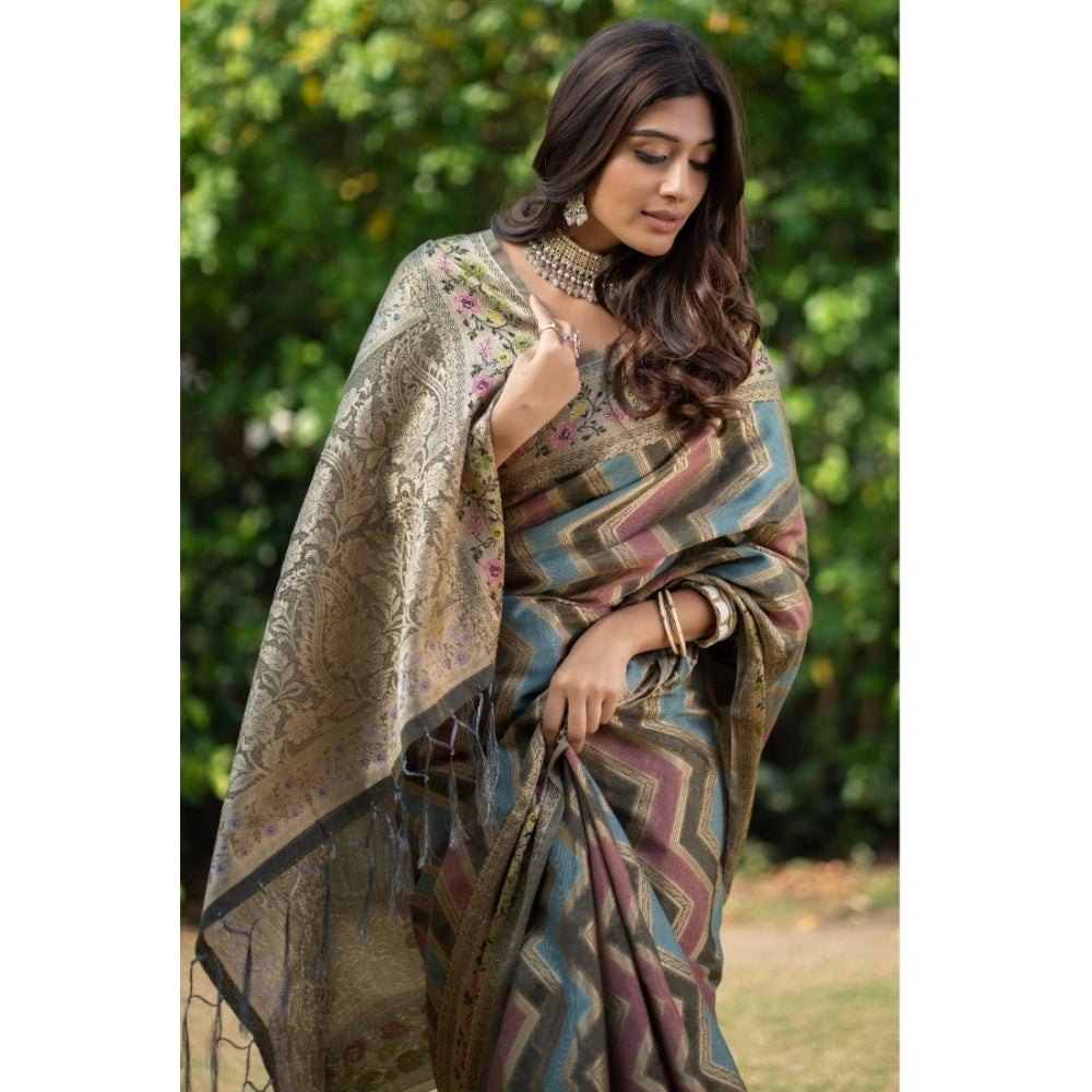 Stunning Organza Printed Saree With Blouse Piece