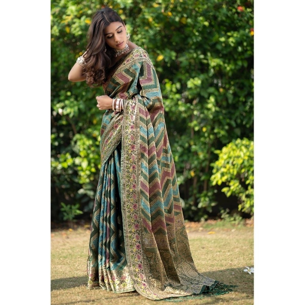 Stunning Organza Printed Saree With Blouse Piece