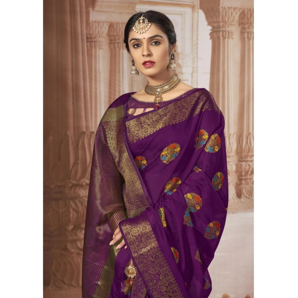 Graceful Chanderi Cotton Printed Saree With Blouse Piece