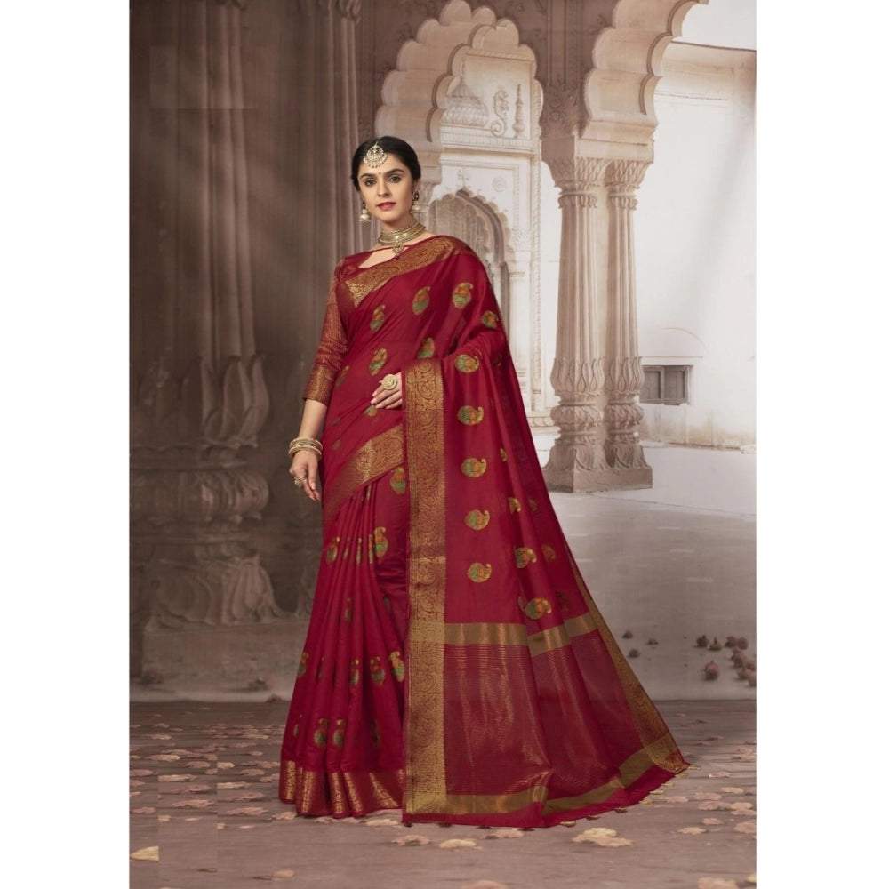 Graceful Chanderi Cotton Printed Saree With Blouse Piece