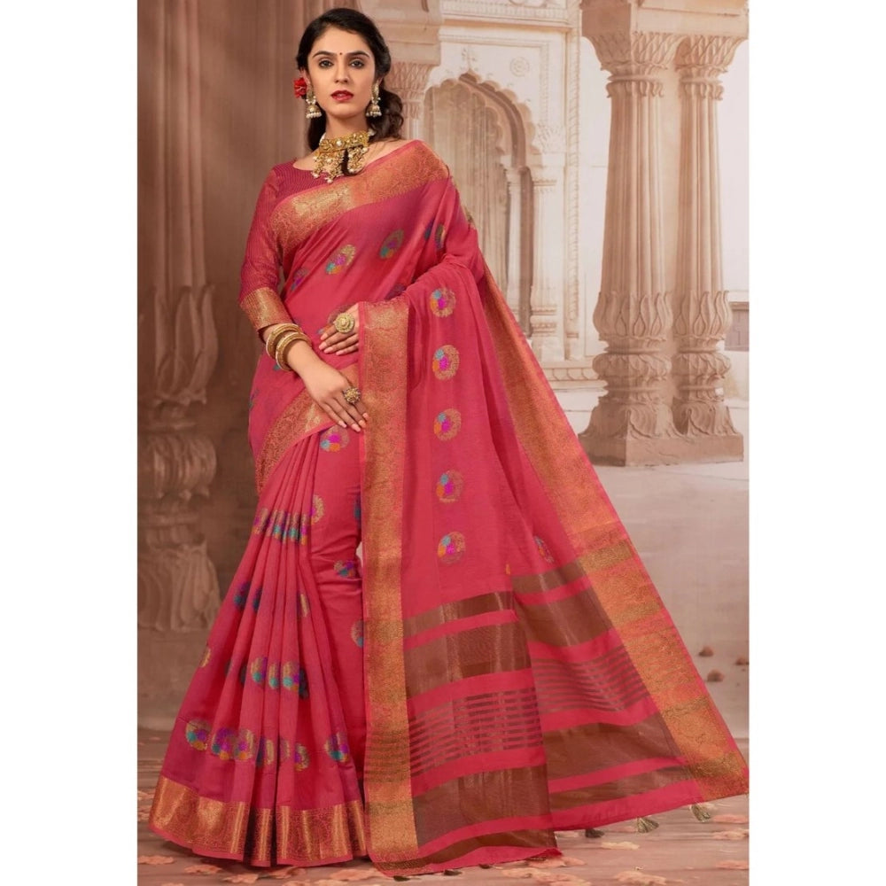 Graceful Chanderi Cotton Printed Saree With Blouse Piece