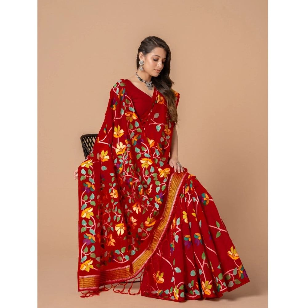 Attractive Cotton Printed Saree With Blouse Piece