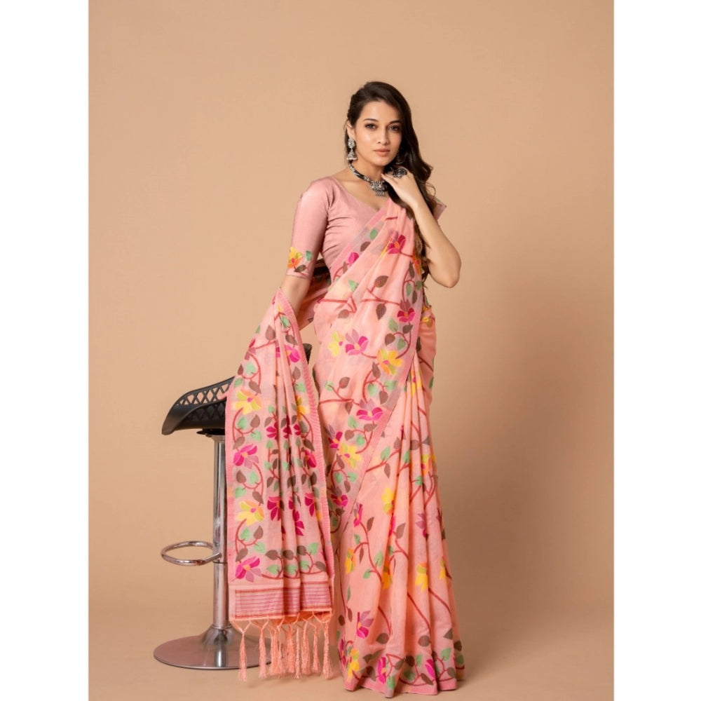 Attractive Cotton Printed Saree With Blouse Piece