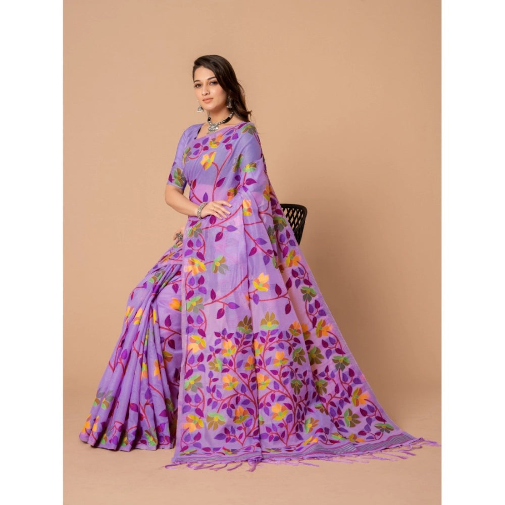 Attractive Cotton Printed Saree With Blouse Piece