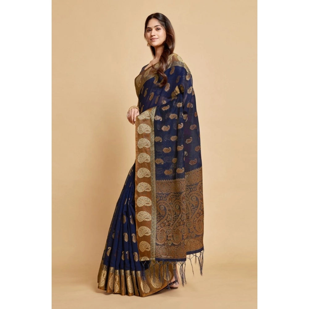 Graceful Chanderi Cotton Printed Saree With Blouse Piece