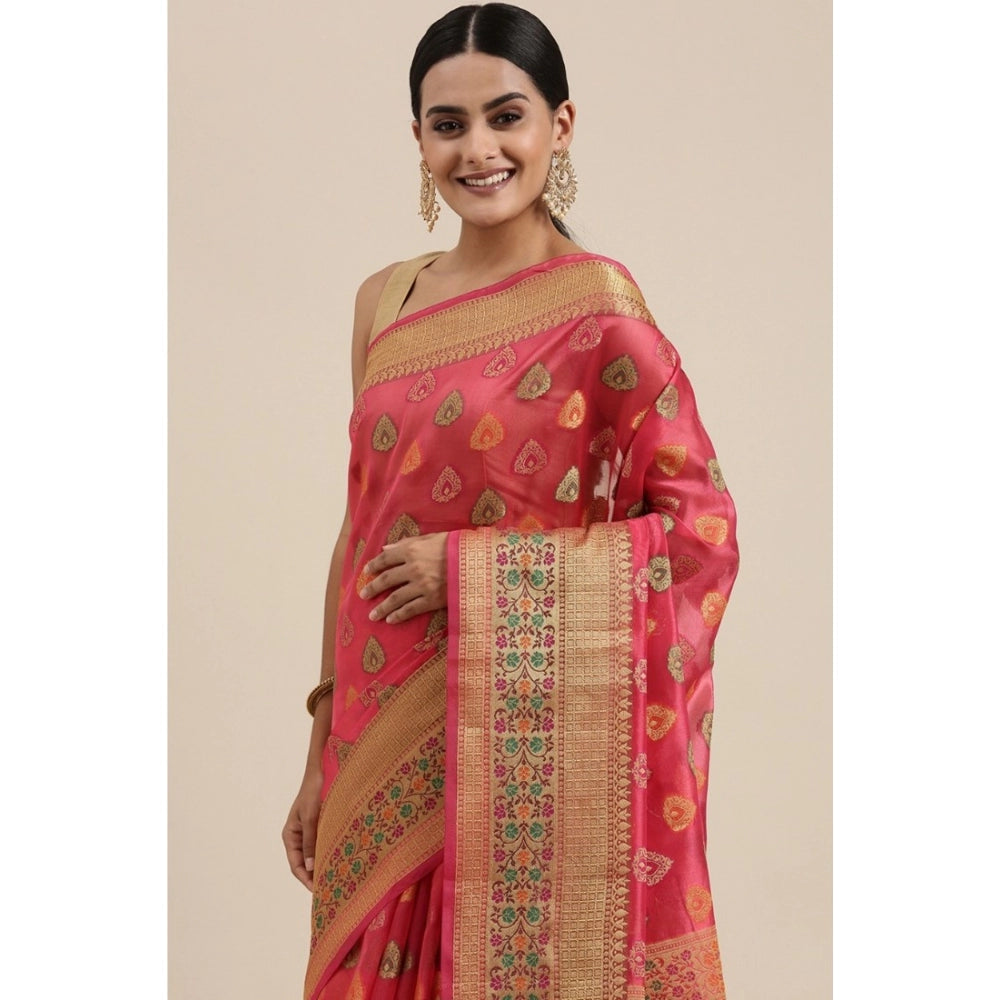 Stunning Organza Printed Saree With Blouse Piece