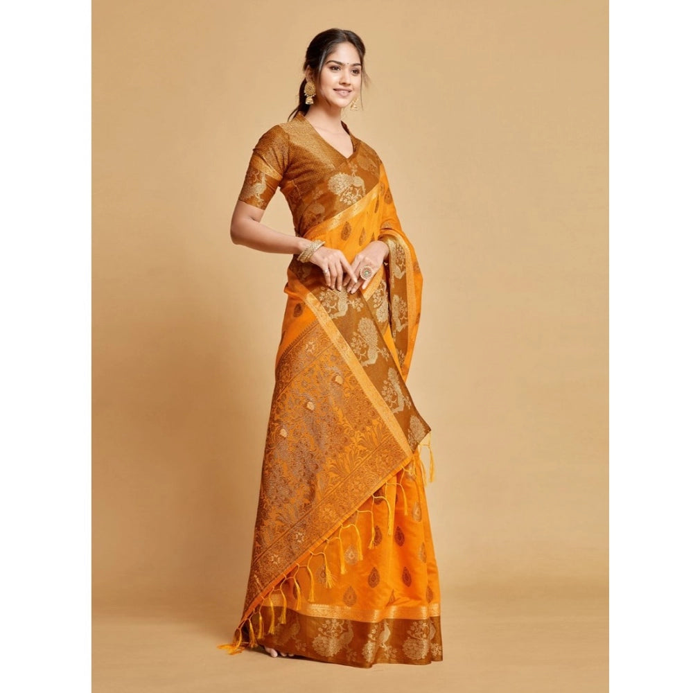 Stunning Organza Printed Saree With Blouse Piece