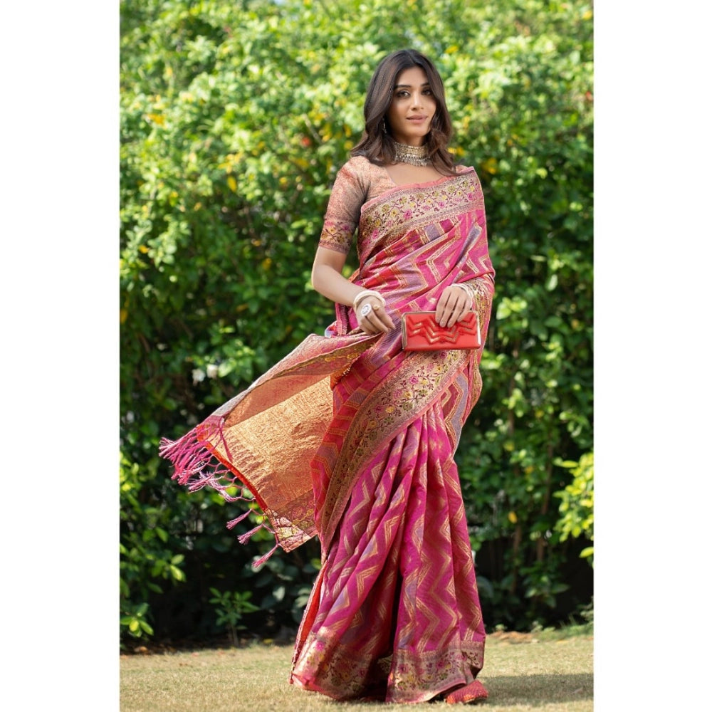 Stunning Organza Printed Saree With Blouse Piece