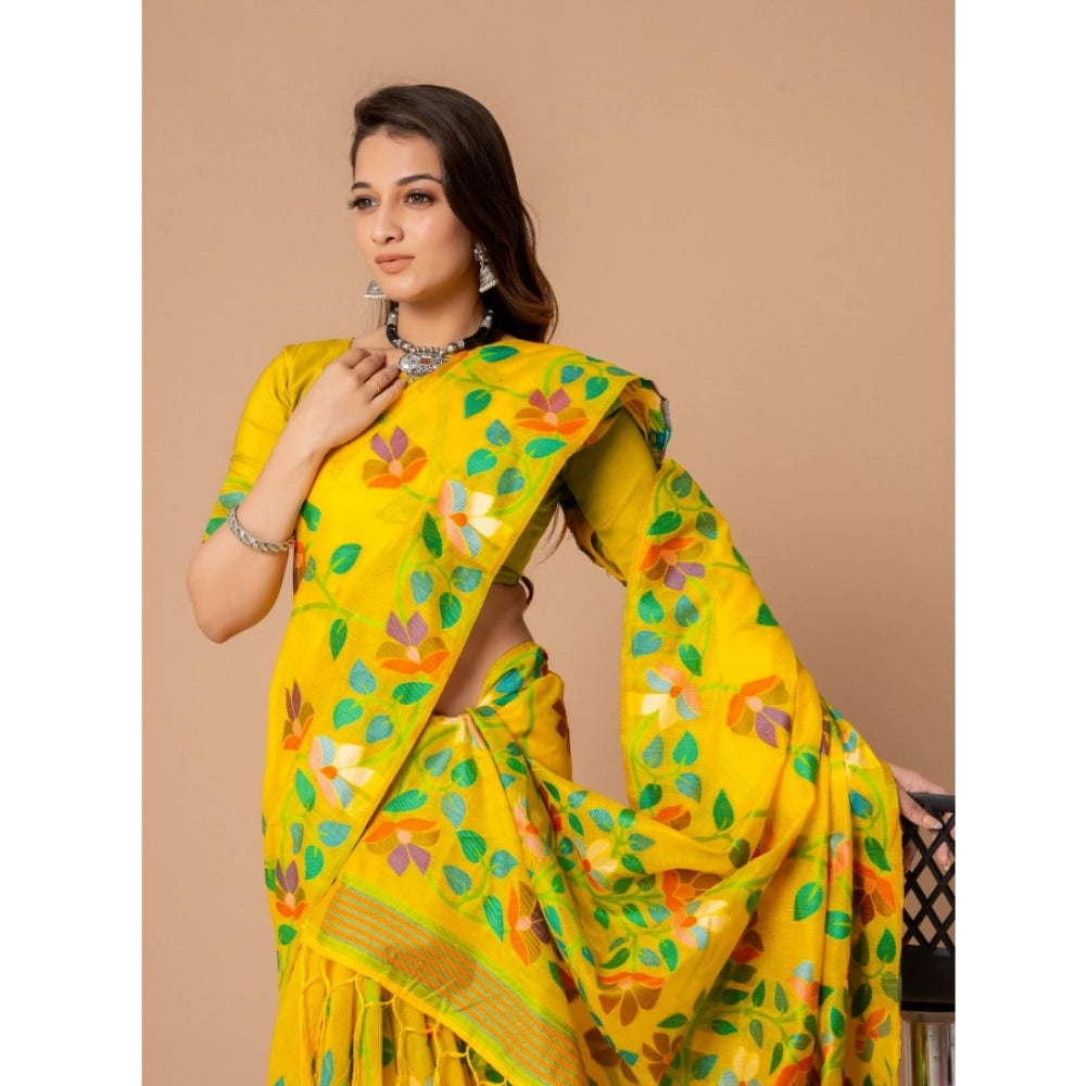 Attractive Cotton Printed Saree With Blouse Piece