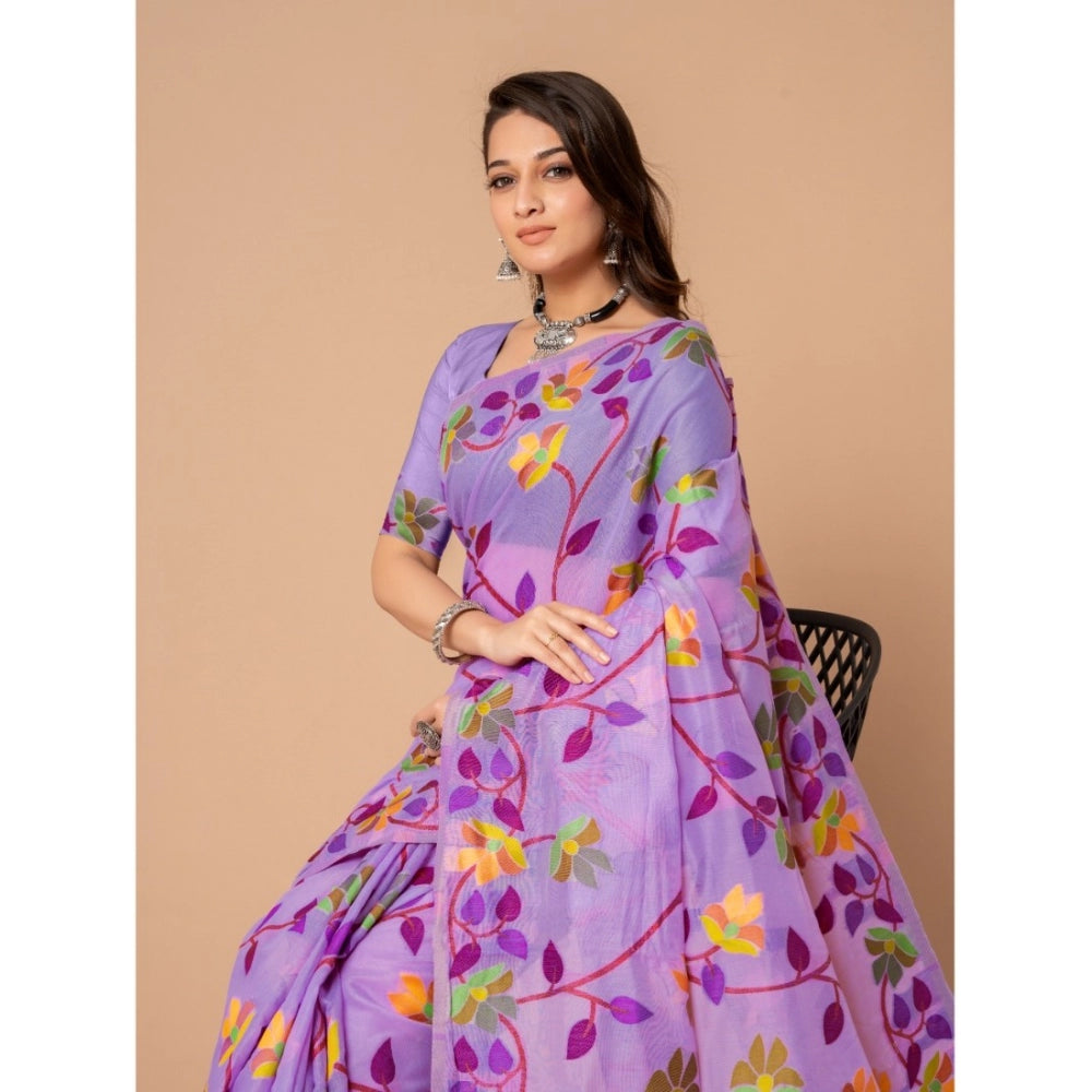 Attractive Cotton Printed Saree With Blouse Piece