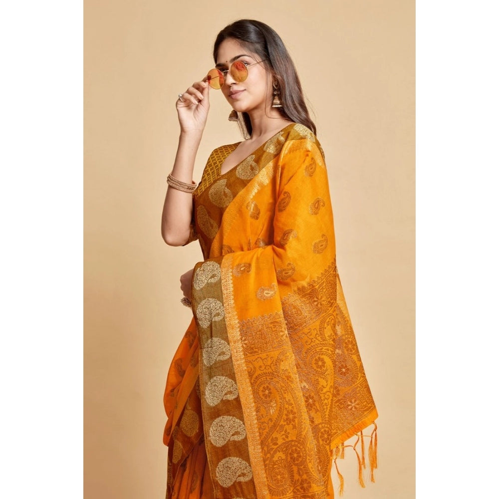 Graceful Chanderi Cotton Printed Saree With Blouse Piece