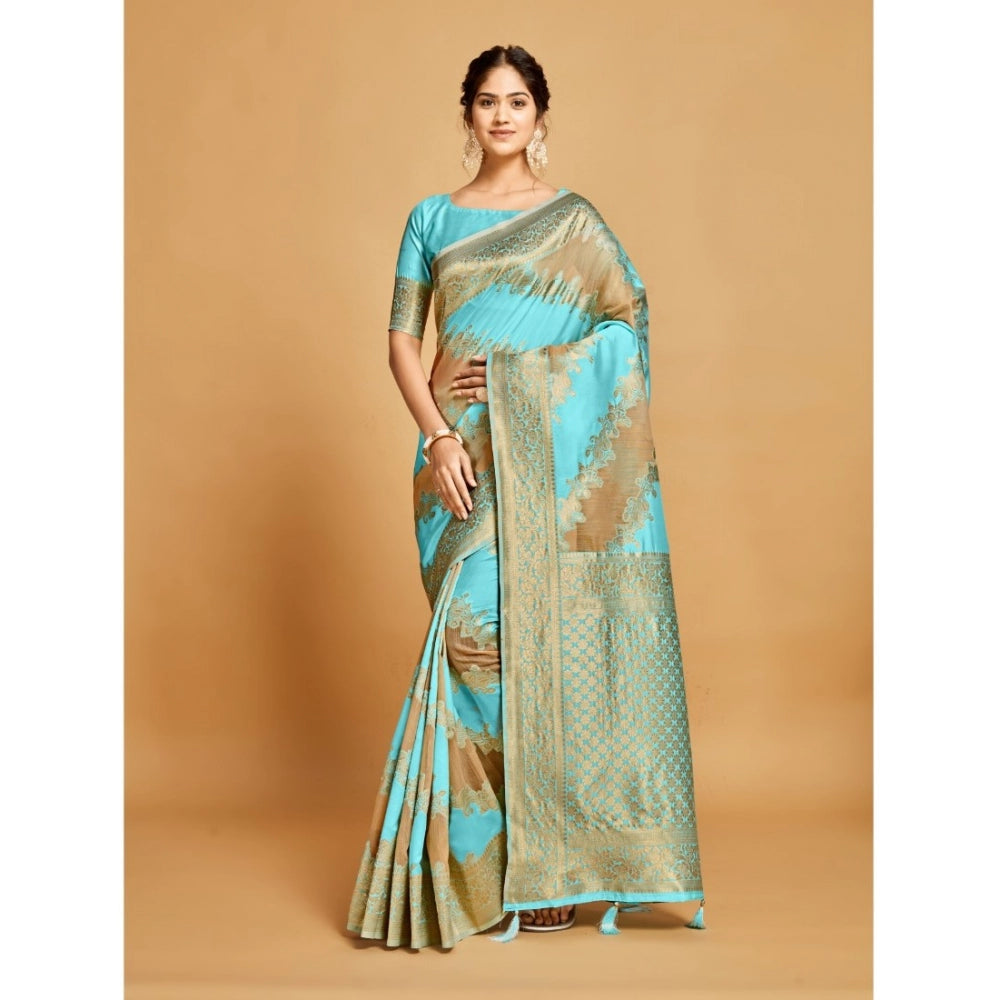 Designer Linen Printed Saree With Blouse Piece