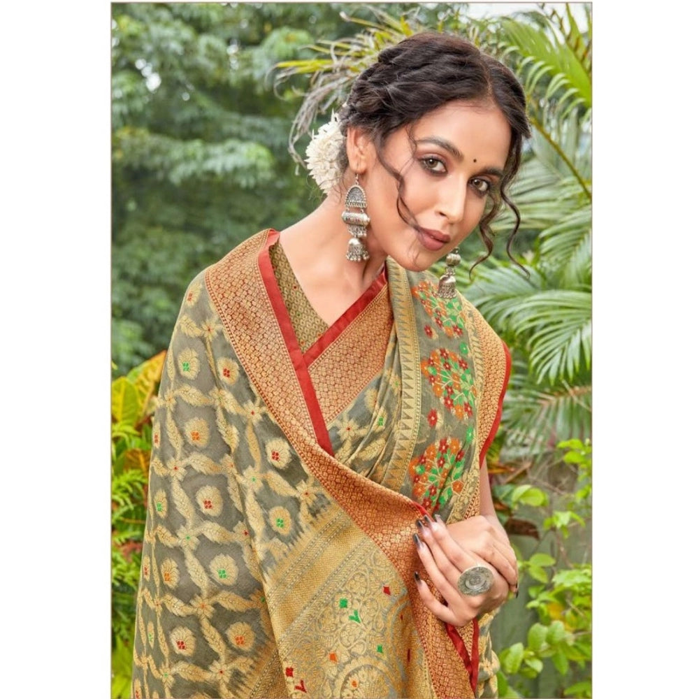 Stunning Organza Printed Saree With Blouse Piece