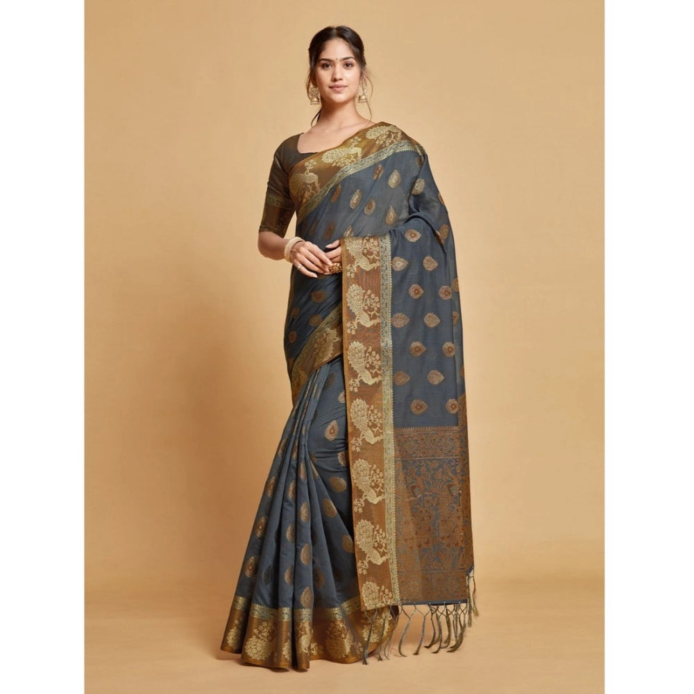 Stunning Organza Printed Saree With Blouse Piece