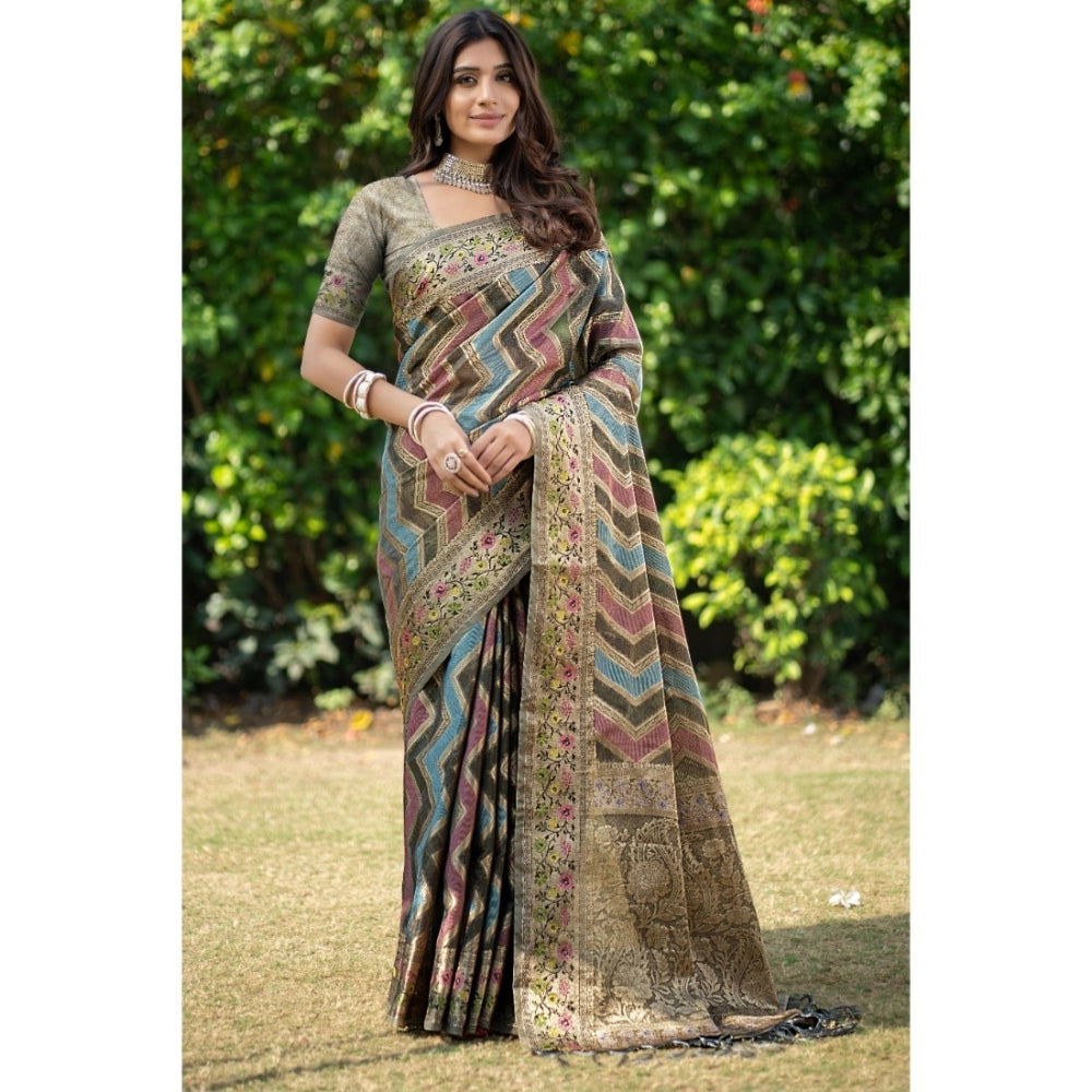 Stunning Organza Printed Saree With Blouse Piece