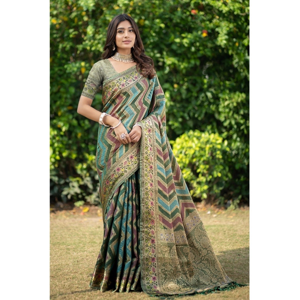 Stunning Organza Printed Saree With Blouse Piece