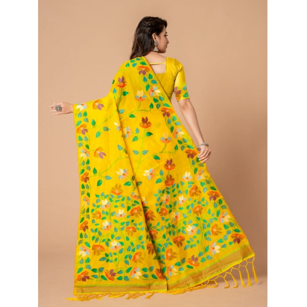 Attractive Cotton Printed Saree With Blouse Piece