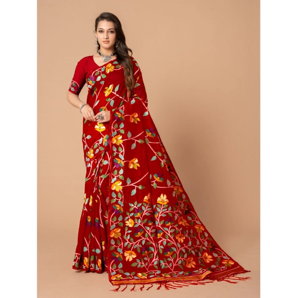 Attractive Cotton Printed Saree With Blouse Piece