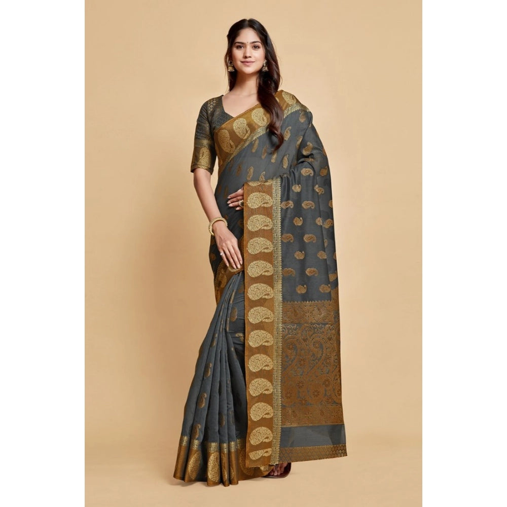 Graceful Chanderi Cotton Printed Saree With Blouse Piece