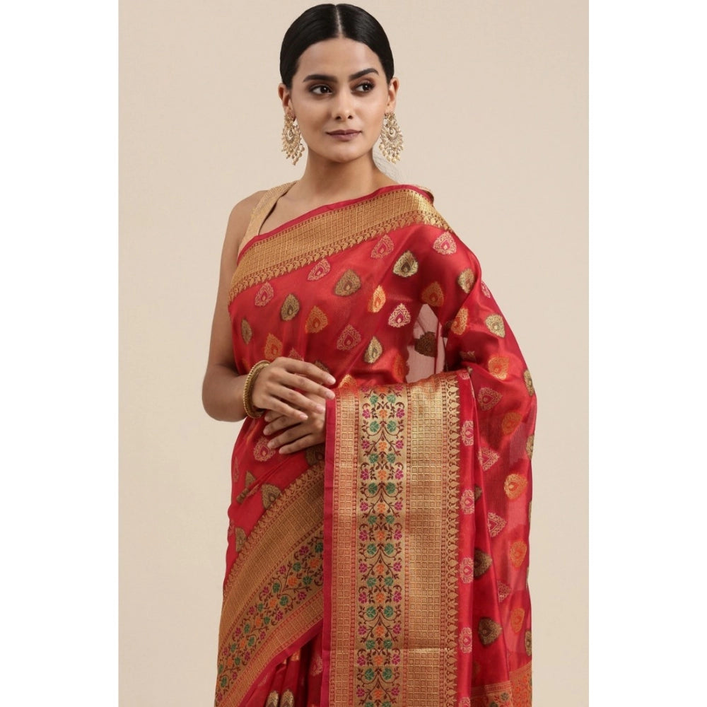 Stunning Organza Printed Saree With Blouse Piece