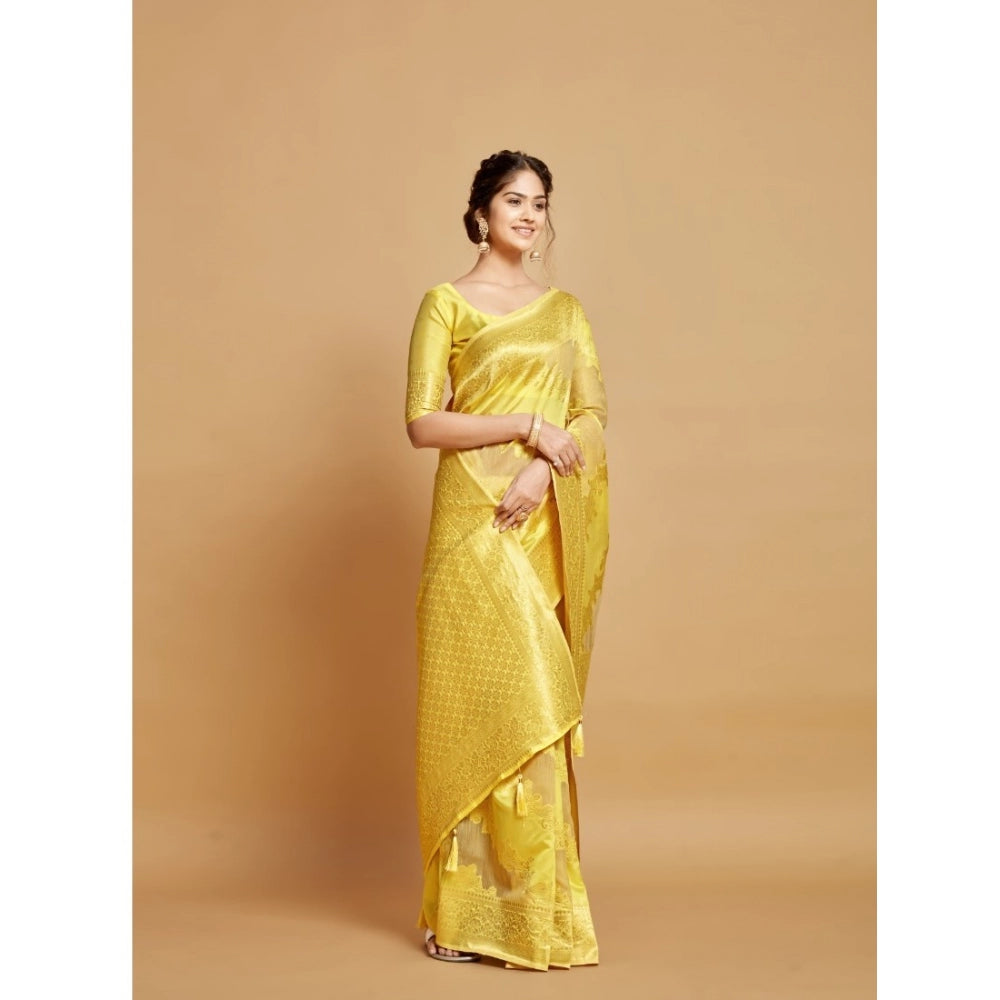 Designer Linen Printed Saree With Blouse Piece