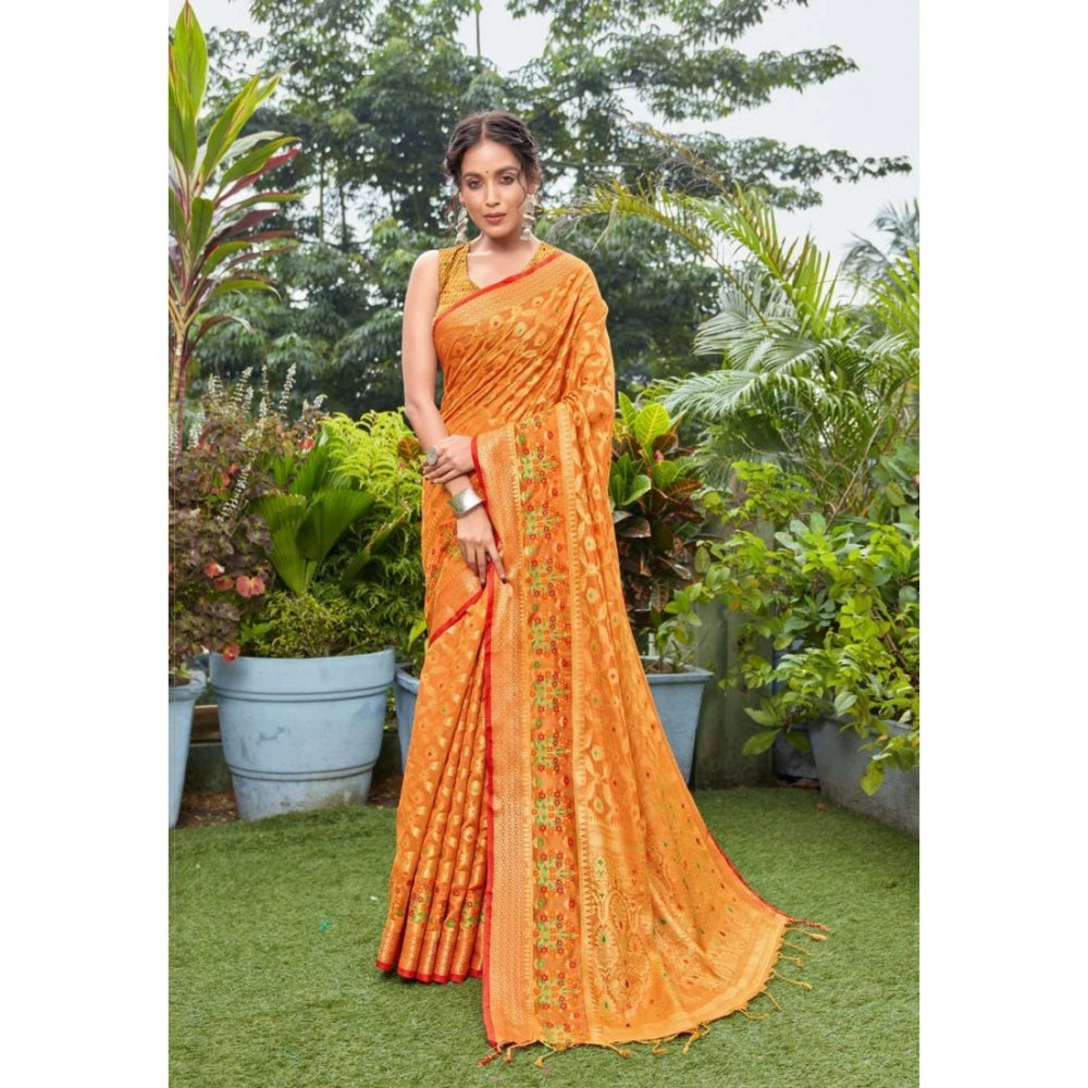 Stunning Organza Printed Saree With Blouse Piece