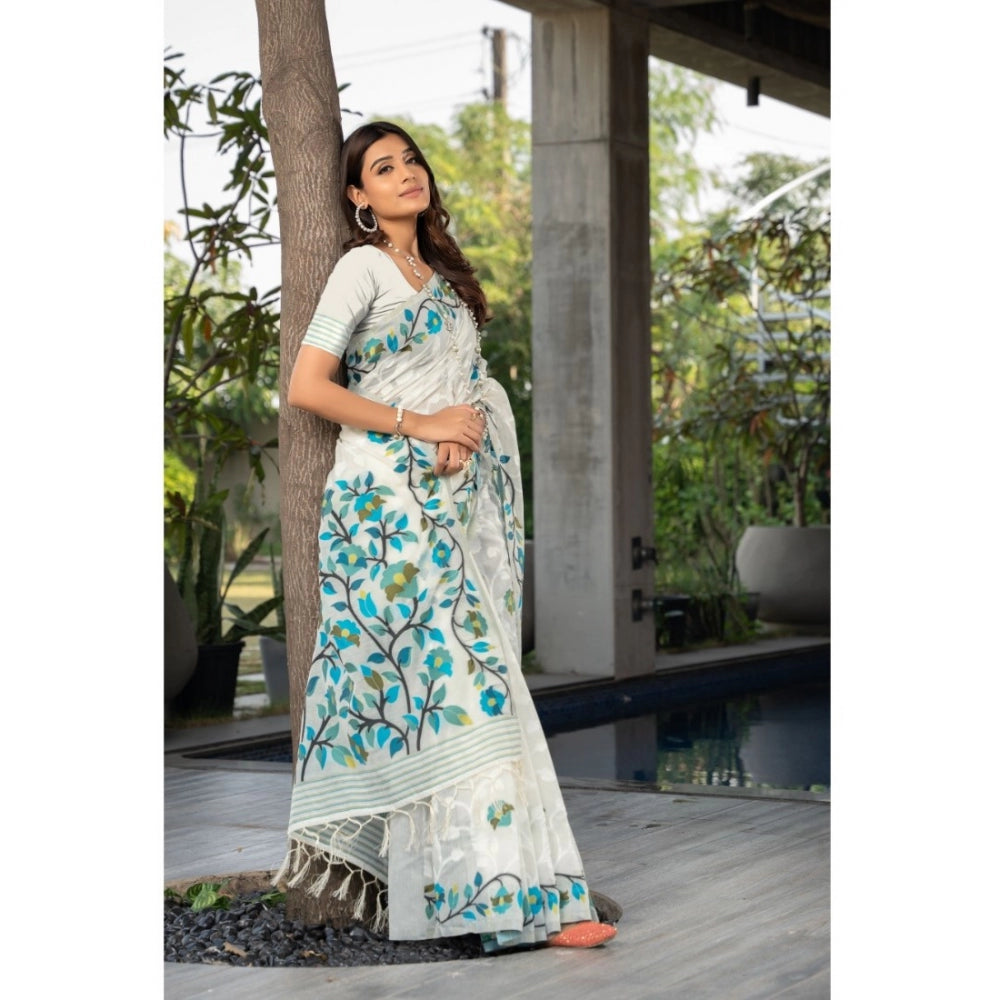 Attractive Cotton Printed Saree With Blouse Piece