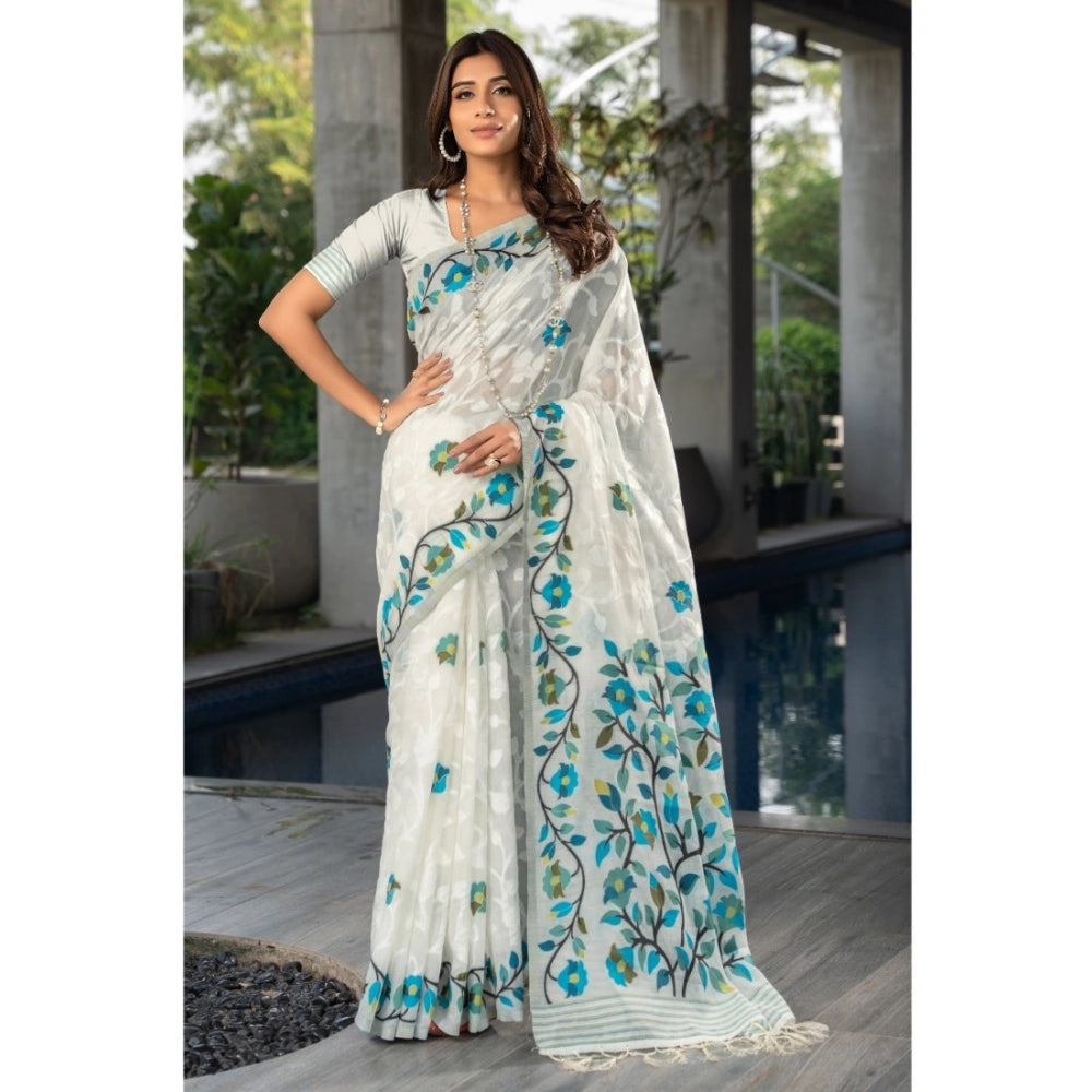 Attractive Cotton Printed Saree With Blouse Piece