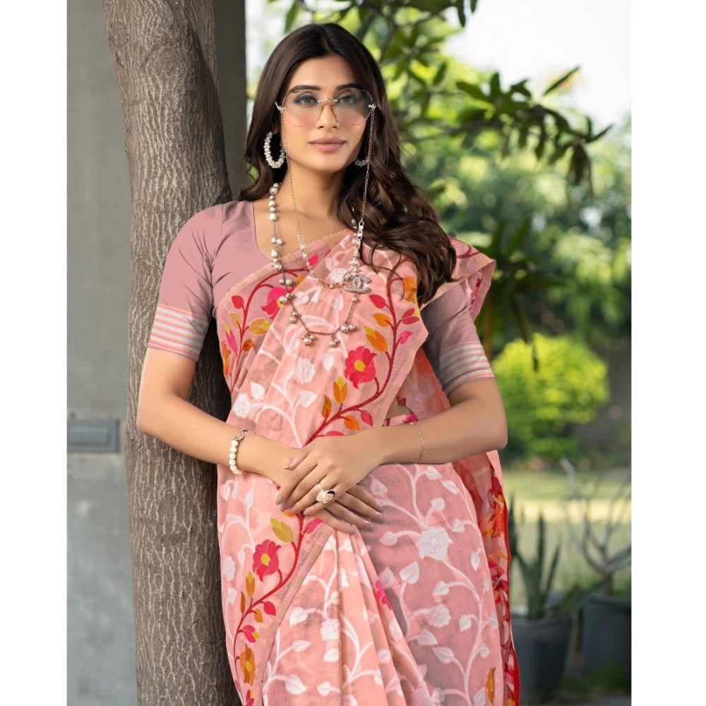 Attractive Cotton Printed Saree With Blouse Piece