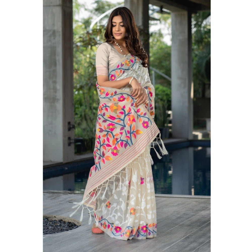 Attractive Cotton Printed Saree With Blouse Piece