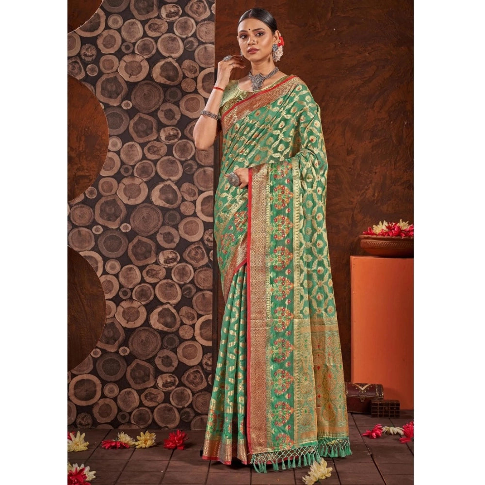 Stunning Organza Printed Saree With Blouse Piece