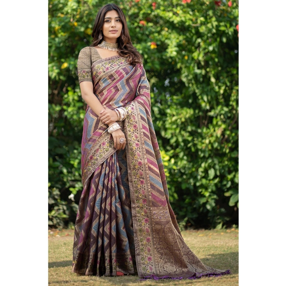 Stunning Organza Printed Saree With Blouse Piece