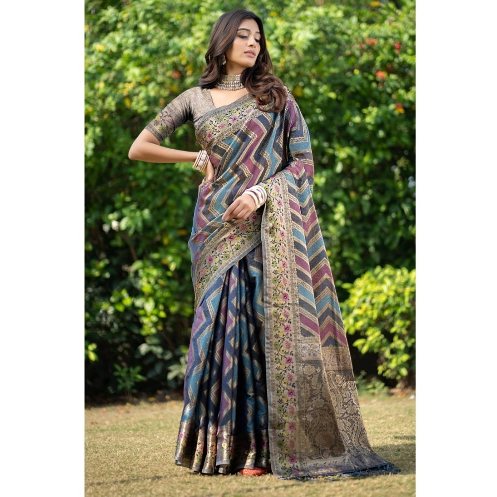 Stunning Organza Printed Saree With Blouse Piece