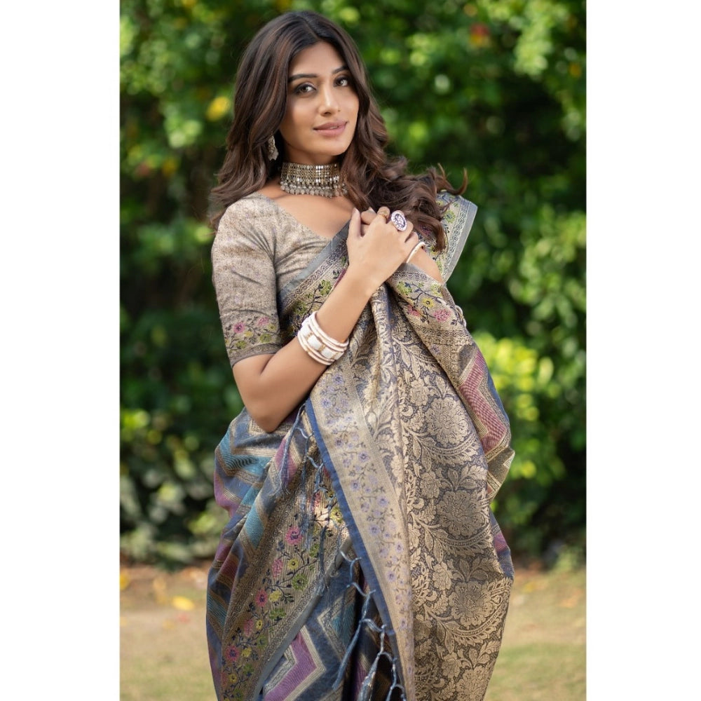 Stunning Organza Printed Saree With Blouse Piece