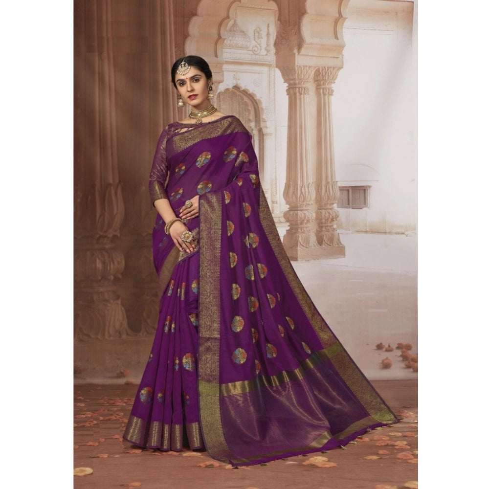 Graceful Chanderi Cotton Printed Saree With Blouse Piece