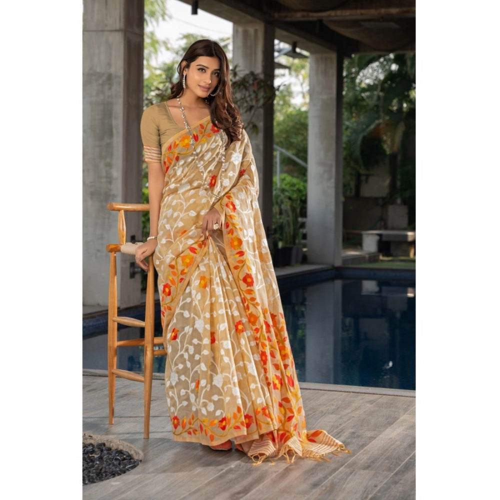 Attractive Cotton Printed Saree With Blouse Piece