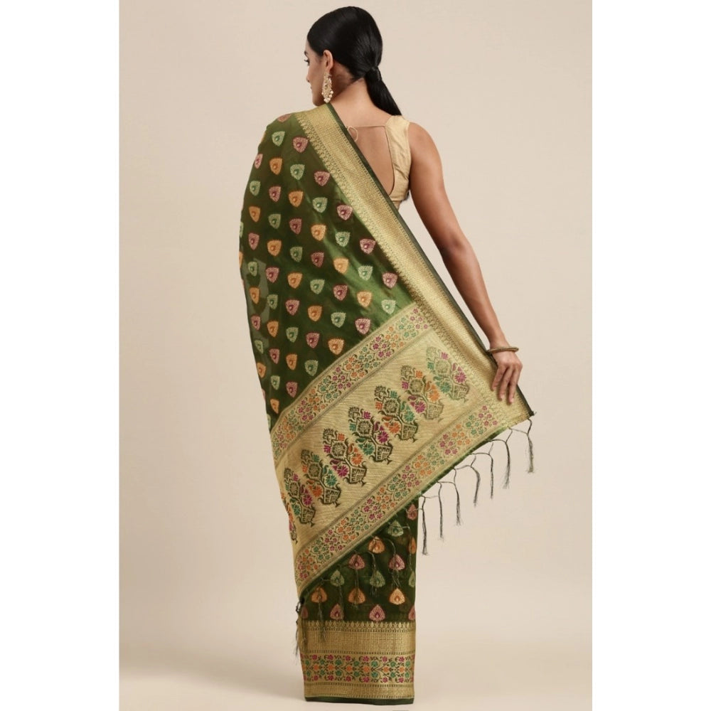 Stunning Organza Printed Saree With Blouse Piece