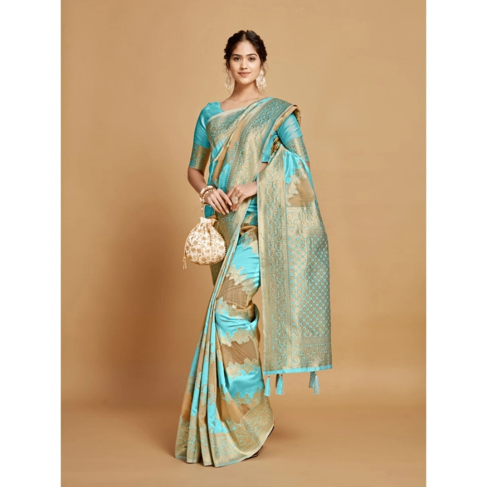 Designer Linen Printed Saree With Blouse Piece