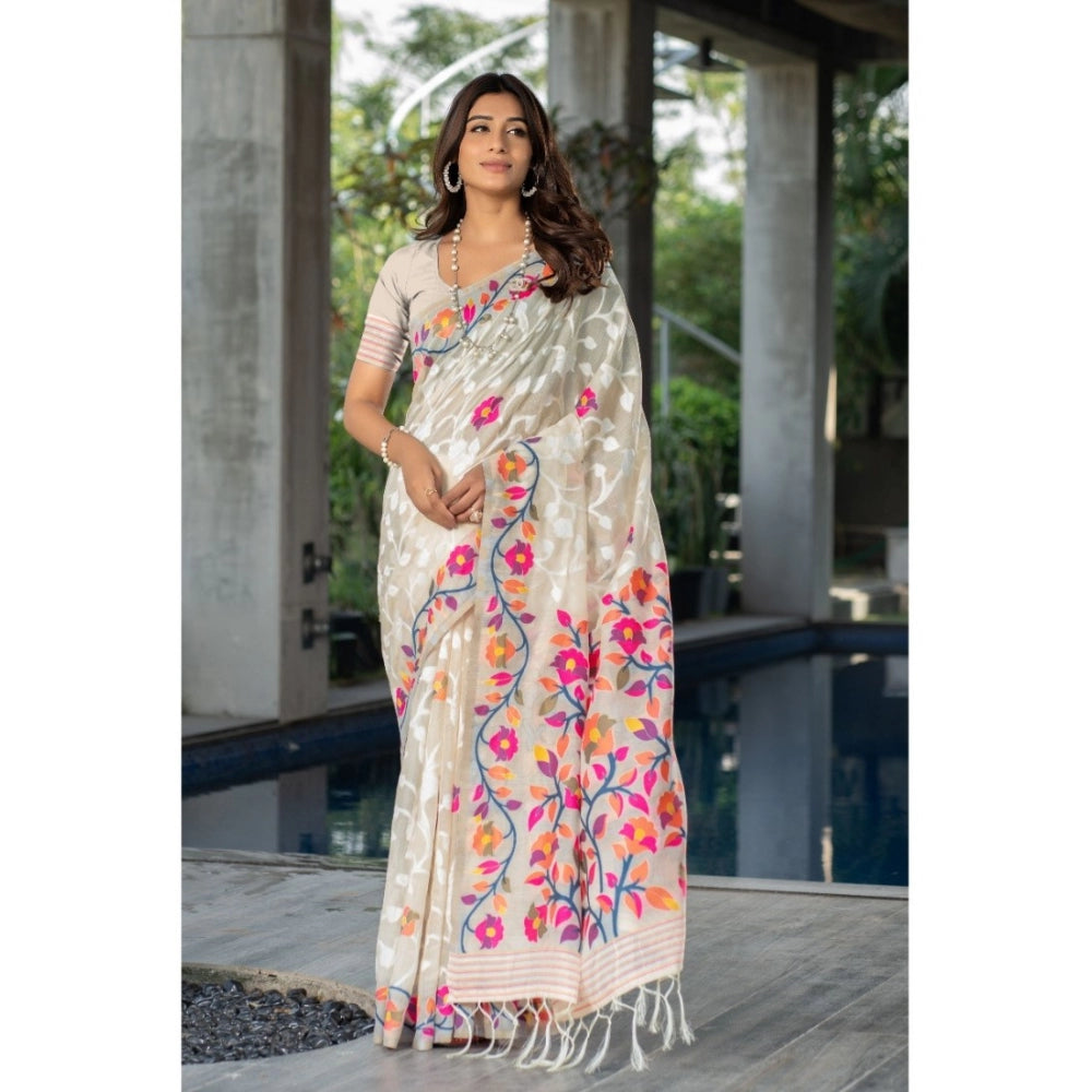 Attractive Cotton Printed Saree With Blouse Piece