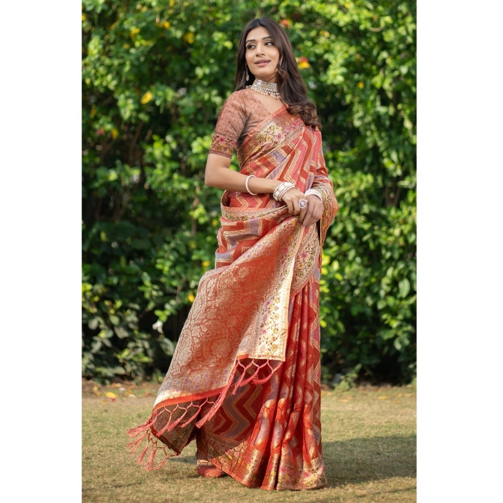 Stunning Organza Printed Saree With Blouse Piece