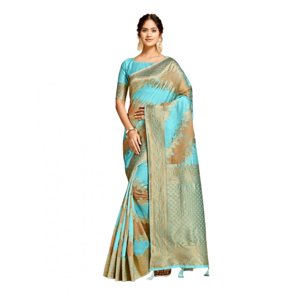 Designer Linen Printed Saree With Blouse Piece