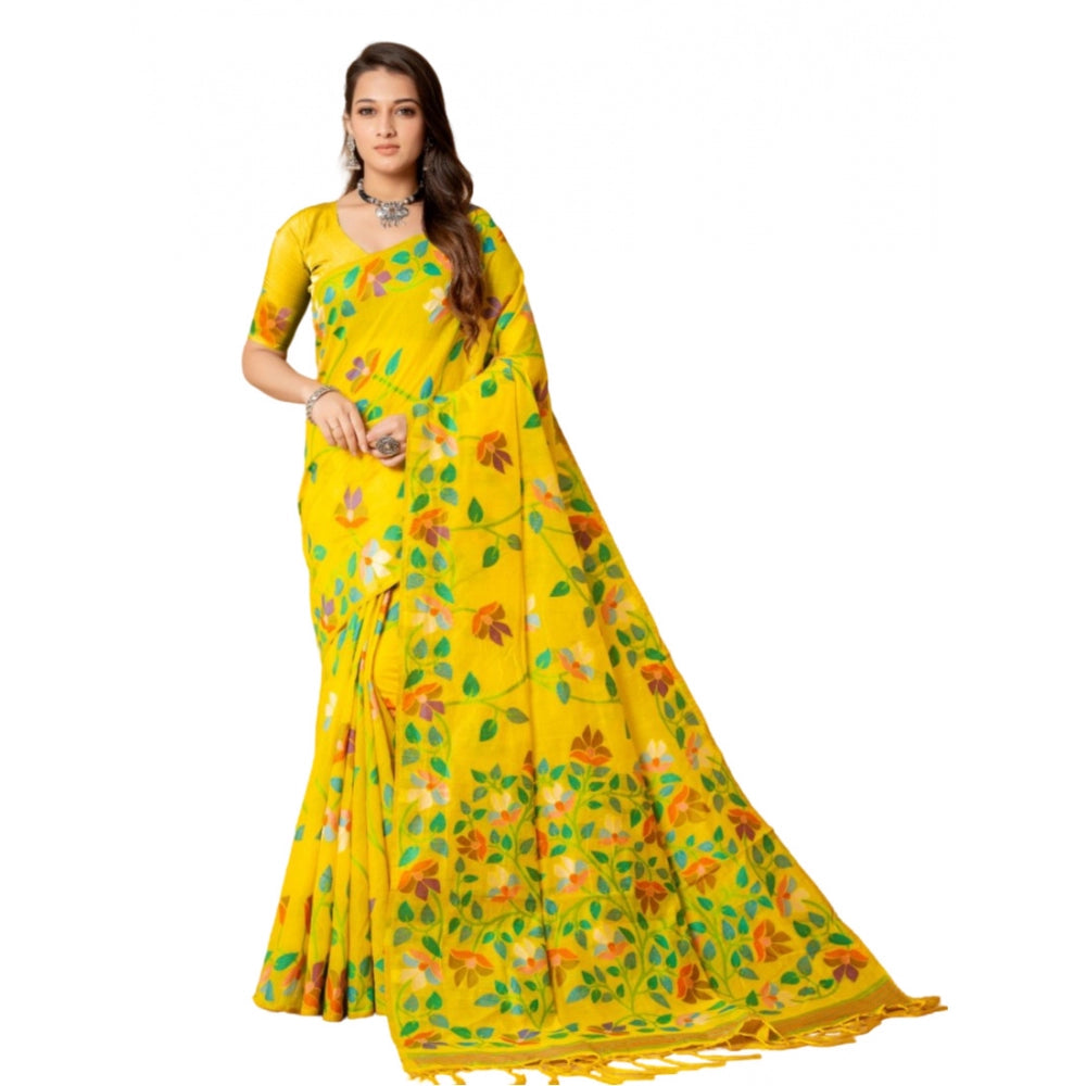 Attractive Cotton Printed Saree With Blouse Piece