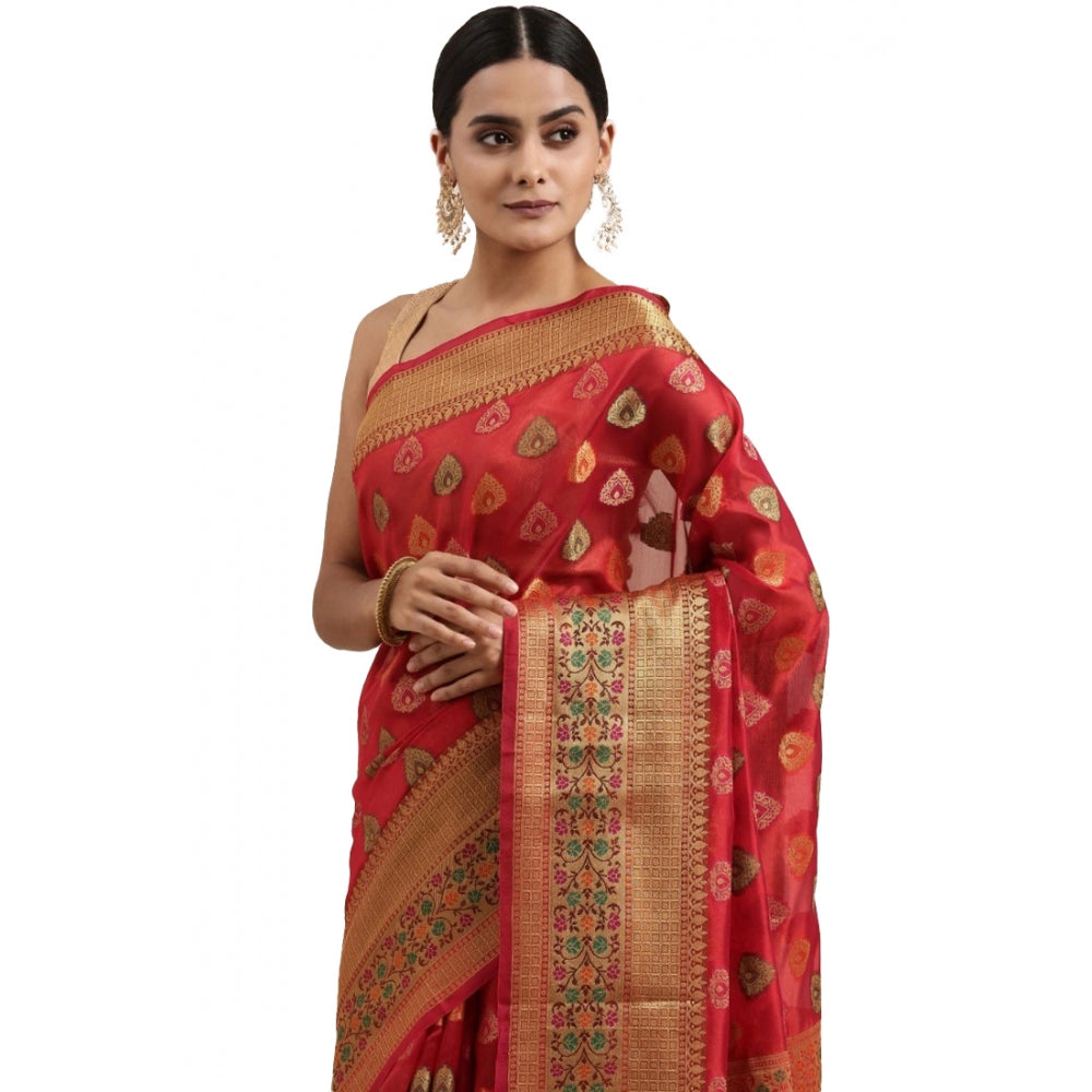 Stunning Organza Printed Saree With Blouse Piece